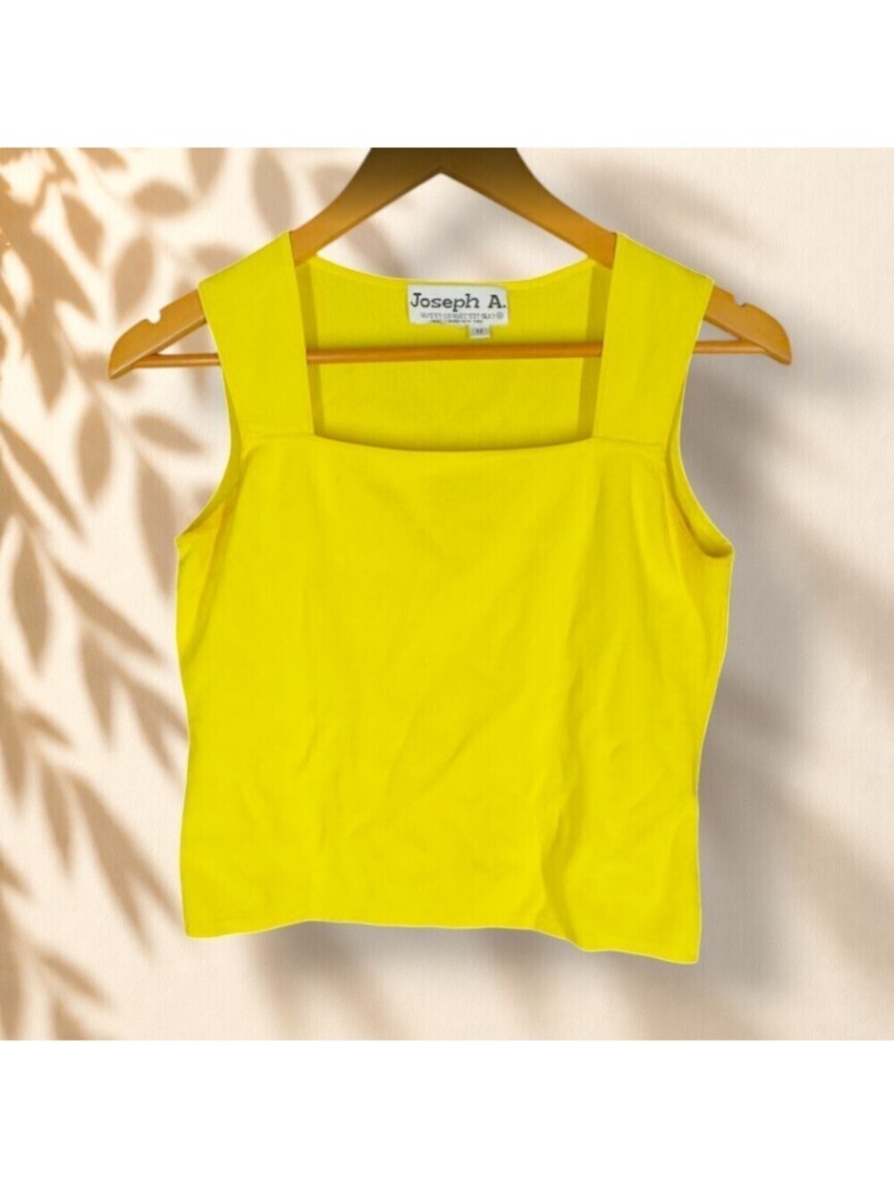 Joseph A. Top Women M Medium Yellow Sleeveless Wide Strap Square Neck Casual